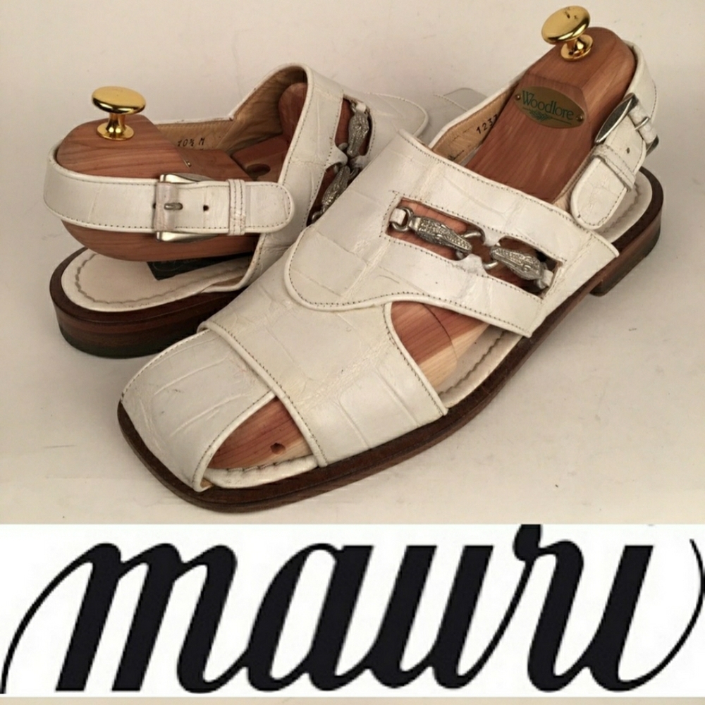 Mauri White All-Over Genuine Alligator Sandals